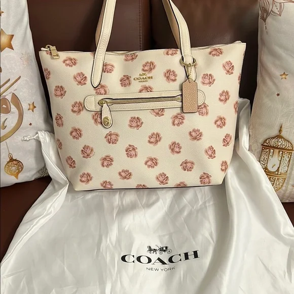Coach Cream and Pink Floral Tote Bag - Picture 2 of 14